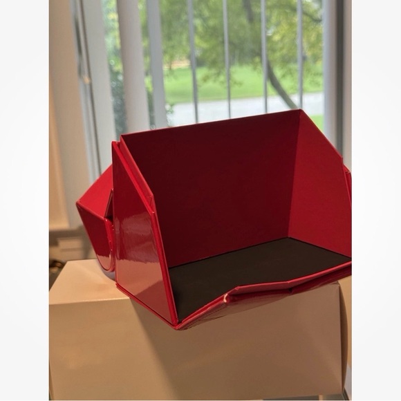 Yves Saint Laurent Red Chevron Leather Clutch - Picture 2 of 3